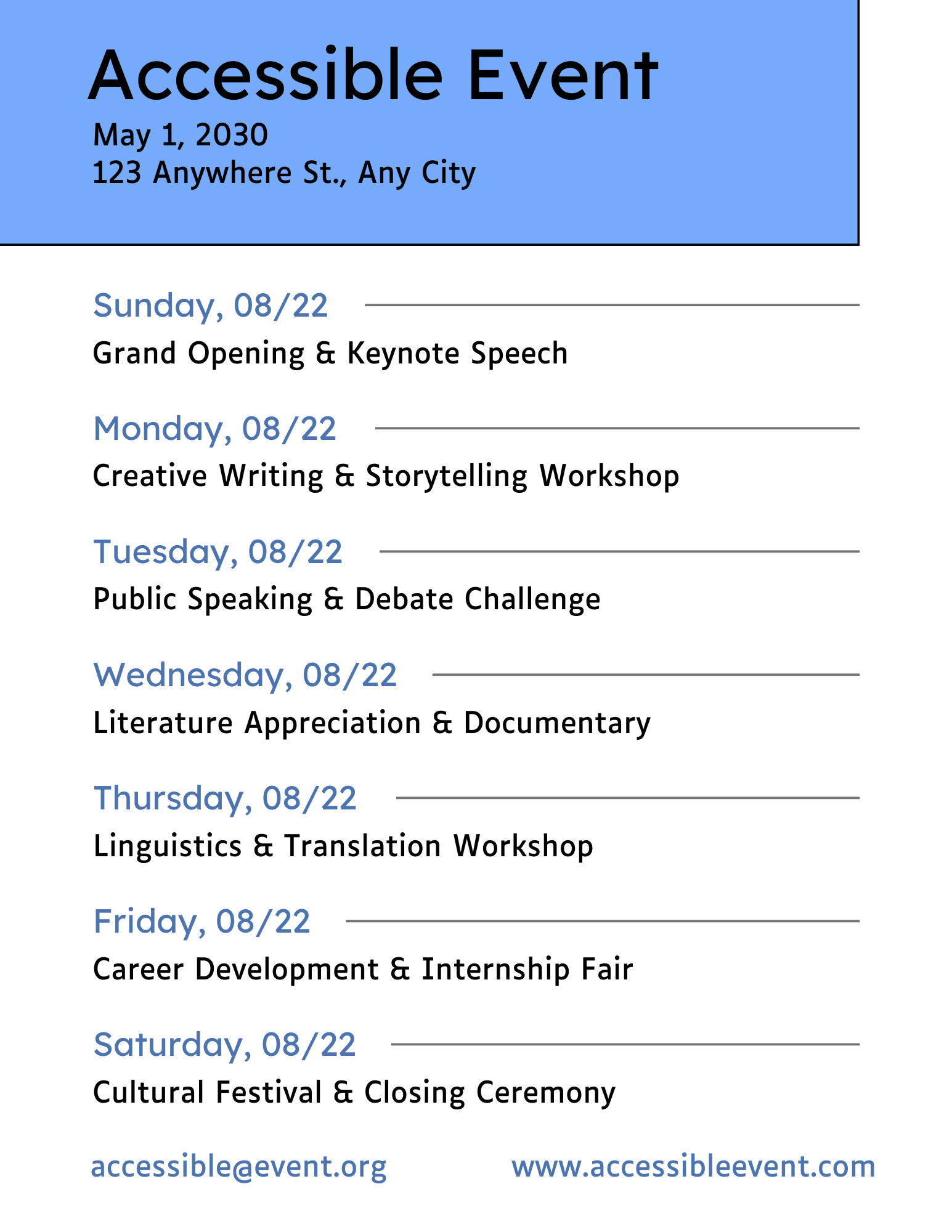 Bright accessible flyer